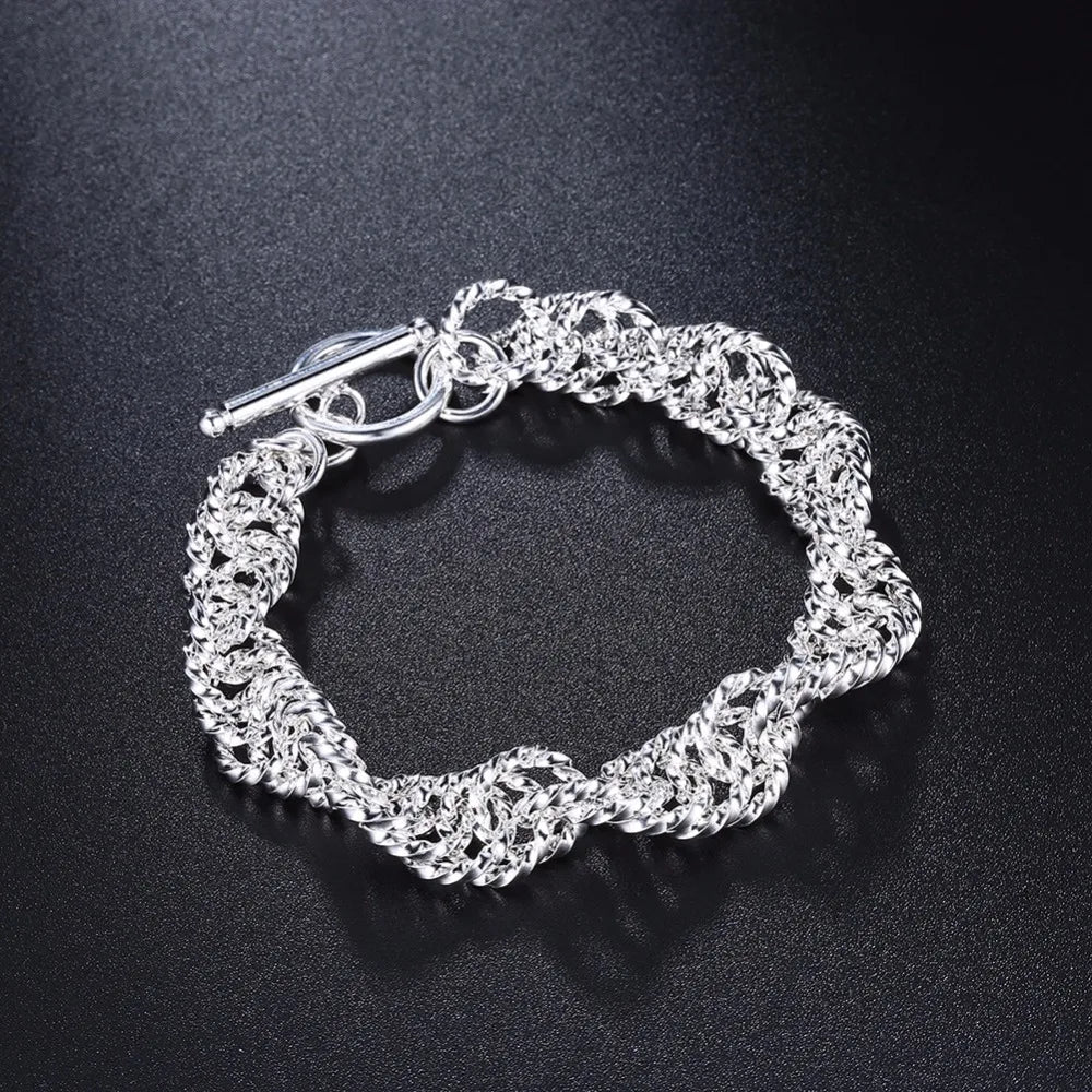 Pulsera Trenzada de Plata 925 con Círculo y Cruz