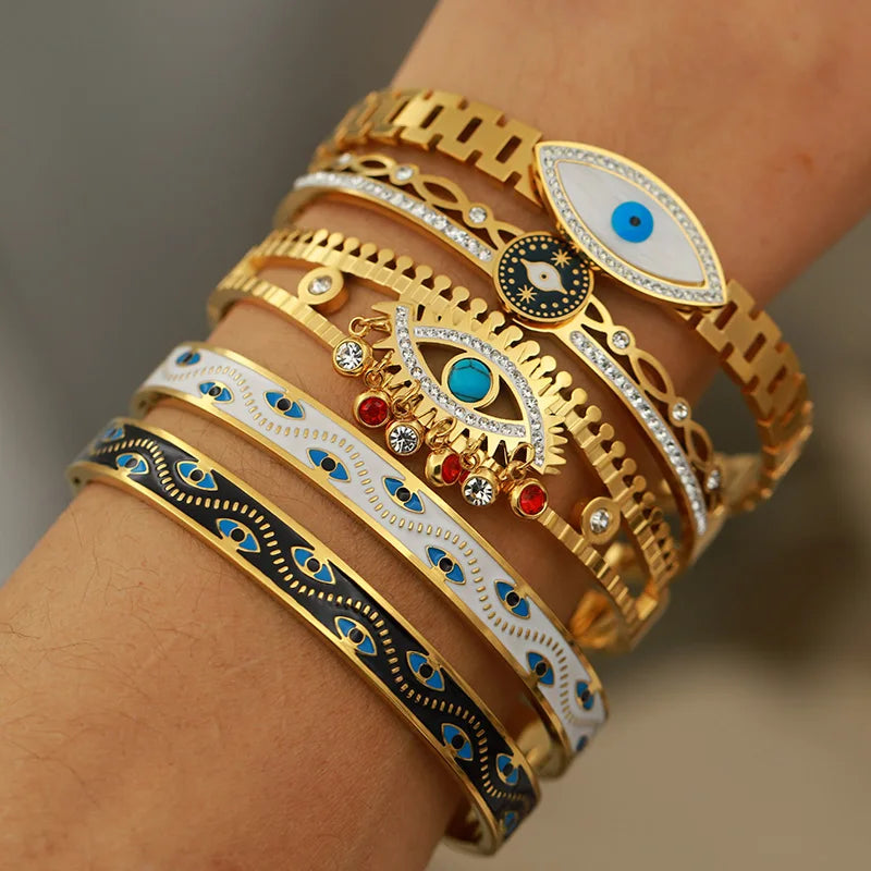 Brazalete de Acero con Ojo y Cristal