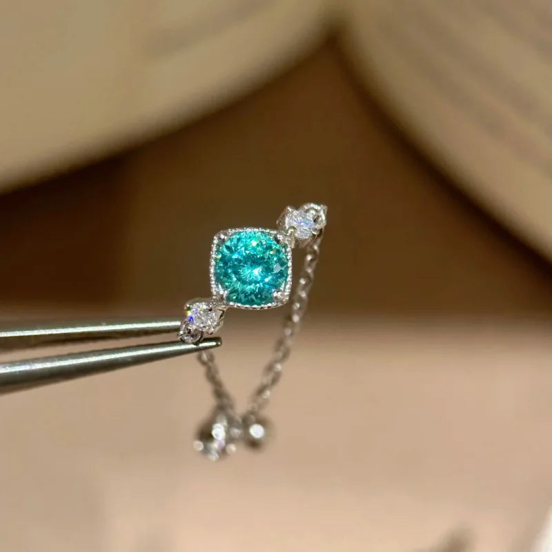 Anillo Clásico de Plata 925 con Piedra Paraíba