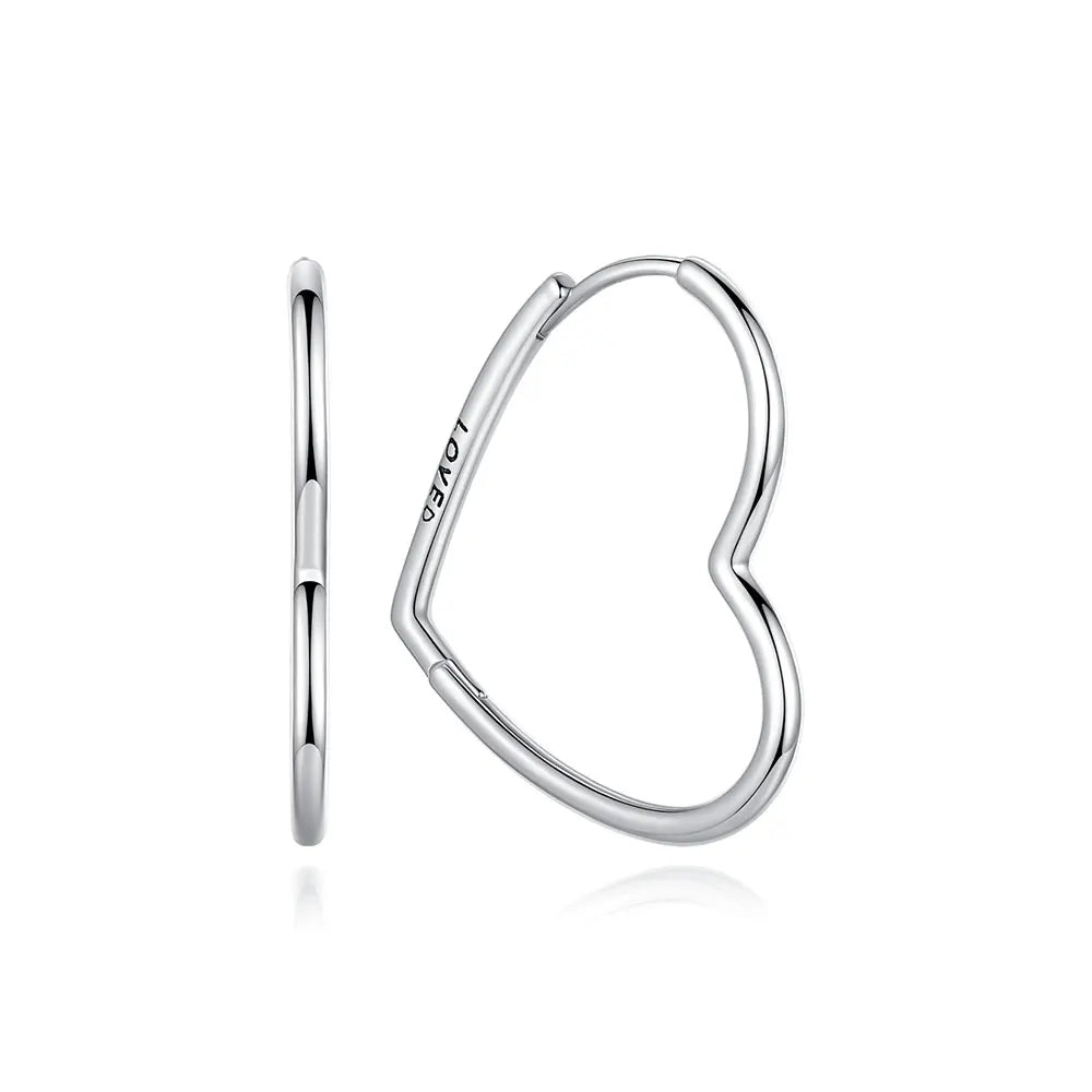 Aros de Corazón de Plata 925 en Oro Rosa