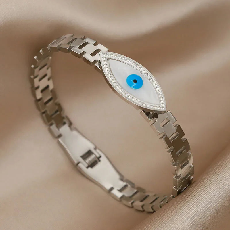 Brazalete de Acero con Ojo y Cristal