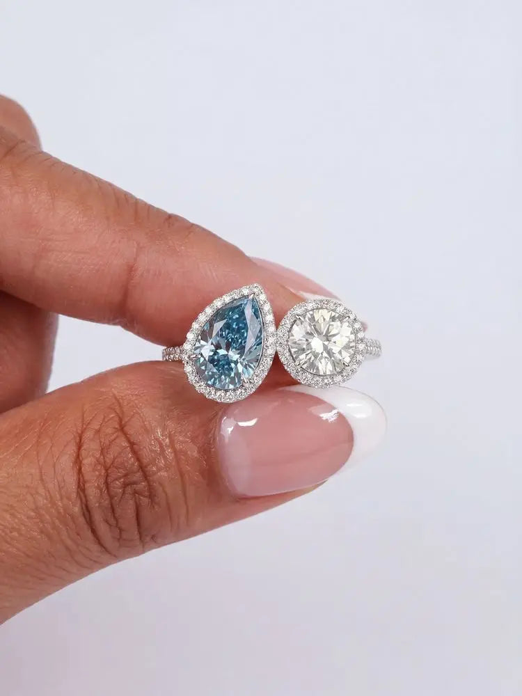 Anillo de Plata 925 con Circonita Pera Azul