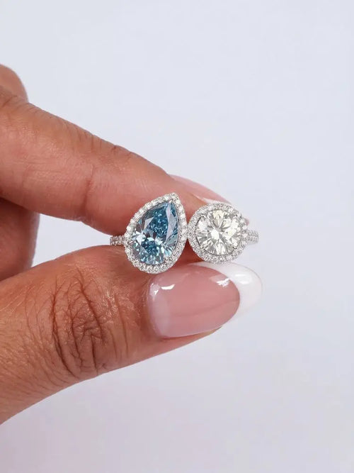 Anillo de Plata 925 con Circonita Pera Azul