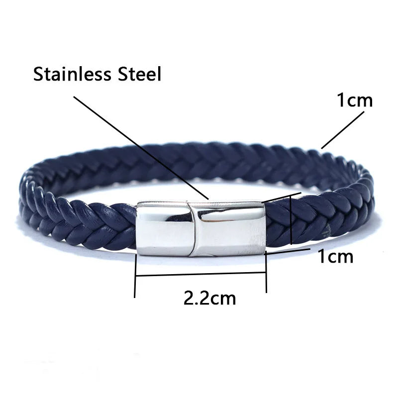 Pulsera Surf de Cuero Trenzado y Acero