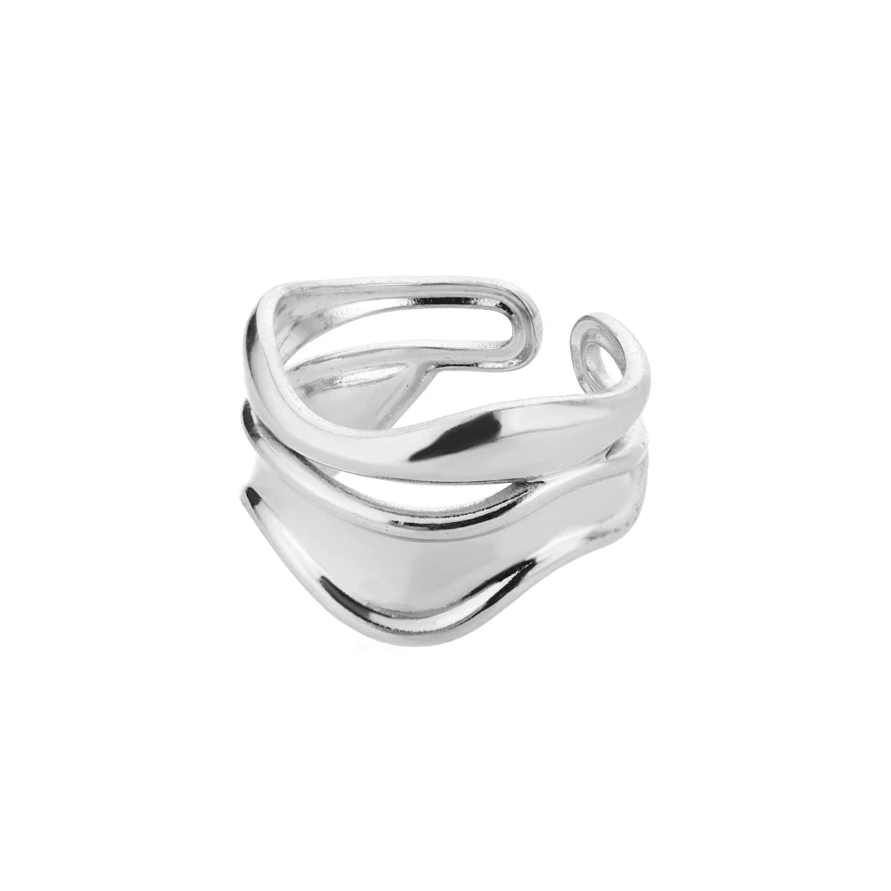 Anillo Abierto Dorado de Acero