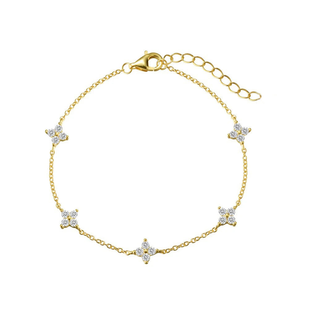 Collar Dorado con Trébol y Circonitas