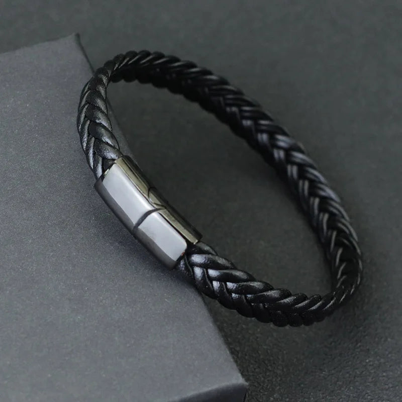 Pulsera Surf de Cuero Trenzado y Acero
