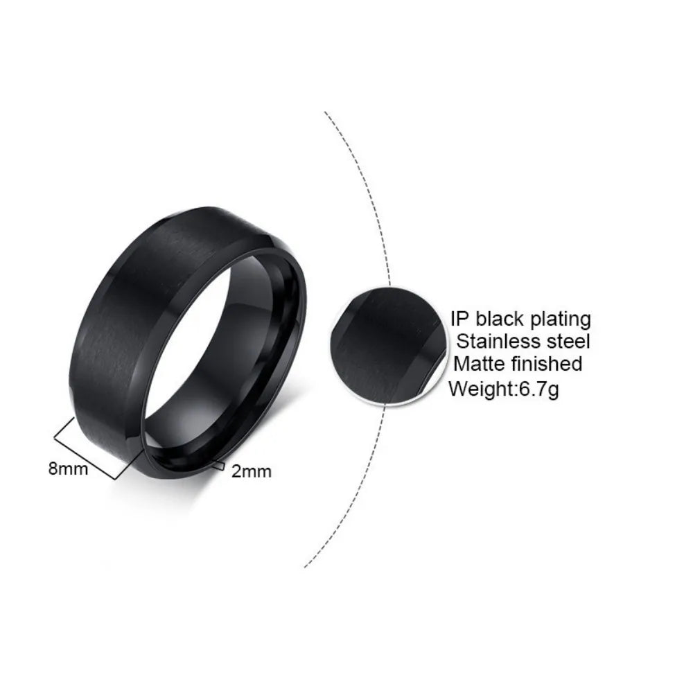 Anillo Negro Mate de Acero