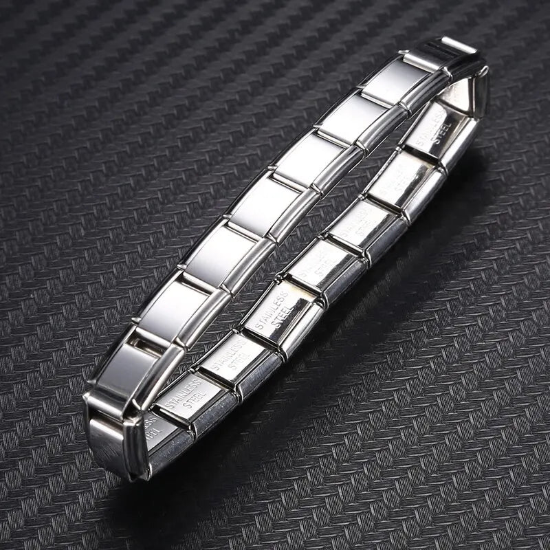 Pulsera Plateada de Acero de 9 mm