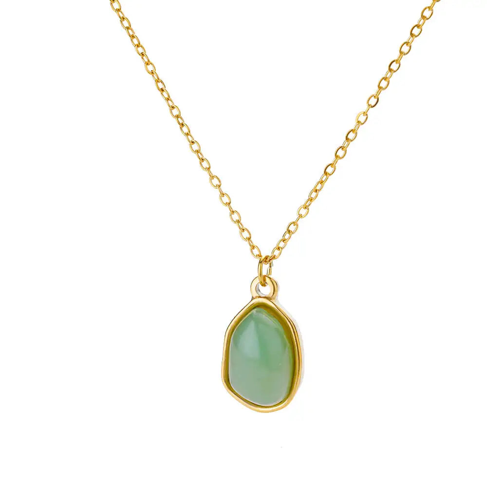 Collar Dorado de Acero con Piedra Natural