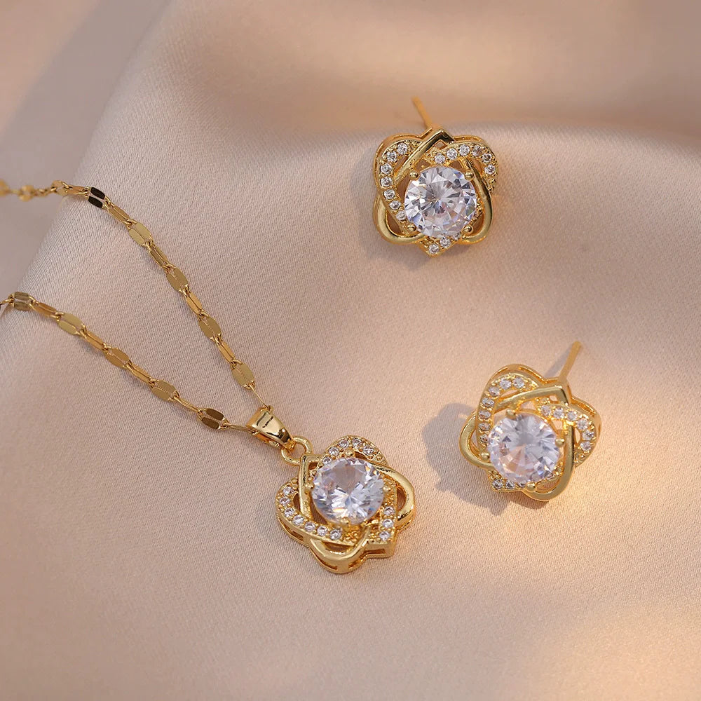 Conjunto de Acero con Cristal Austríaco