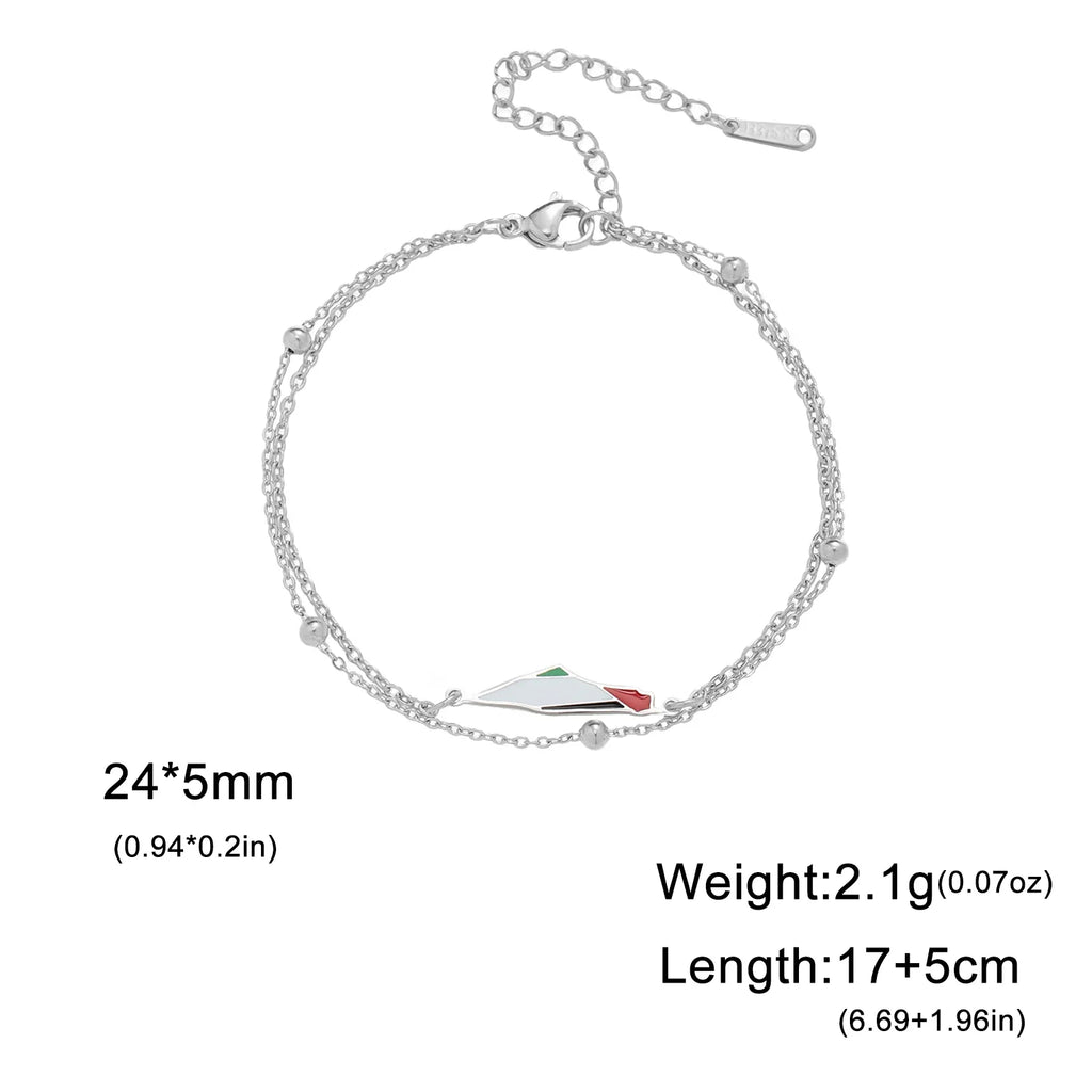 Pulsera Doble de Acero con Mapa de Palestina