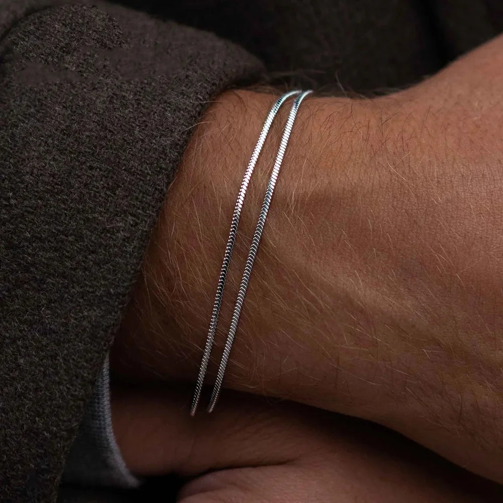 Pulsera Cuadrada de Acero Estilo Serpiente