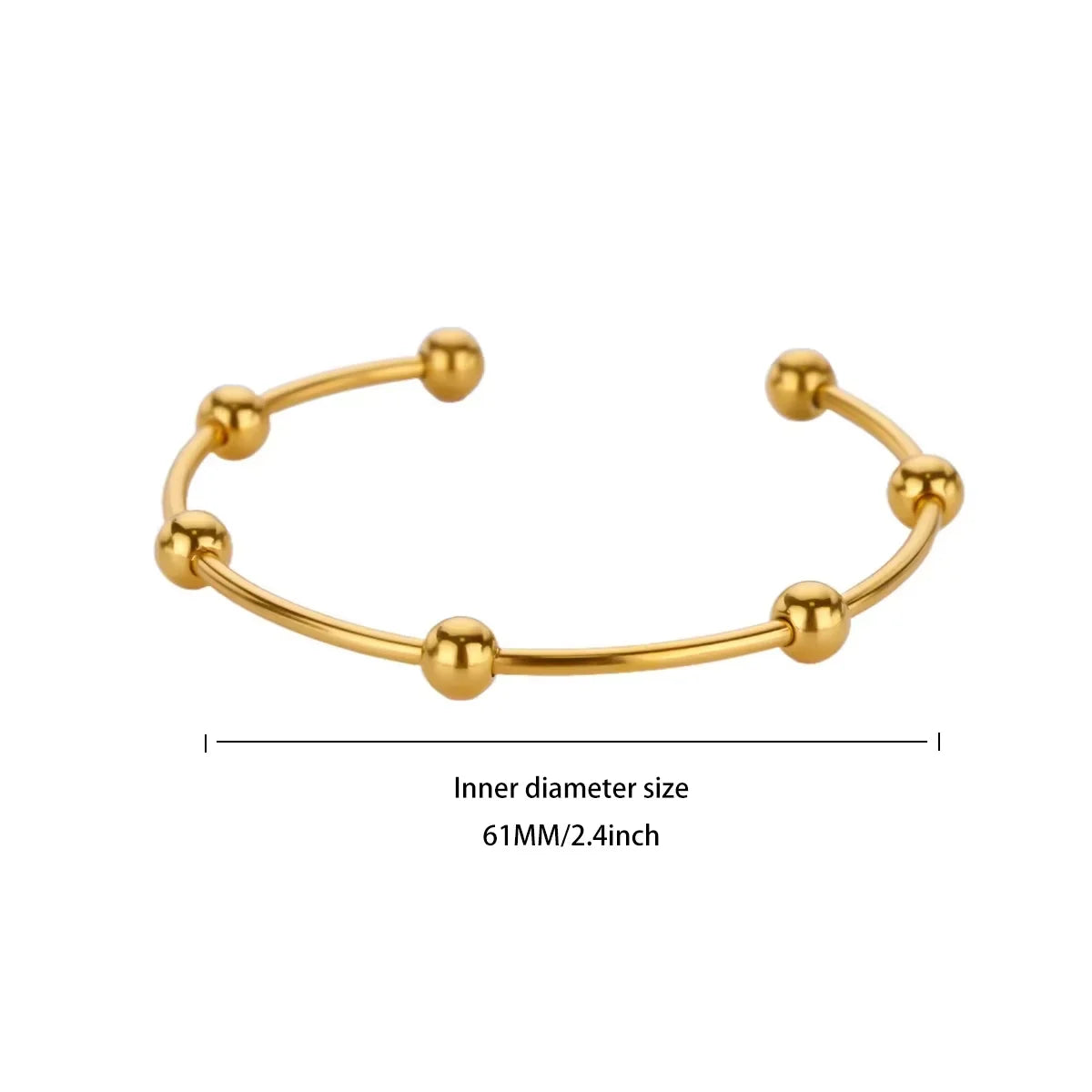 Brazalete Fino Dorado con Cuenta de Acero