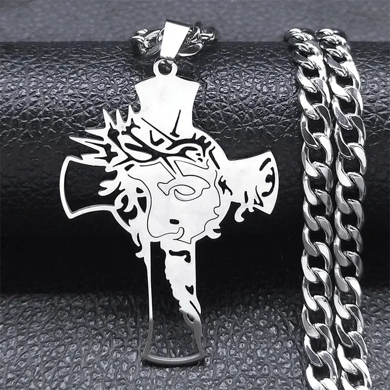 Collar de Acero con Cruz
