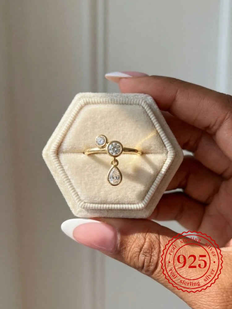 Anillo de Plata 925 con Circonita Gota