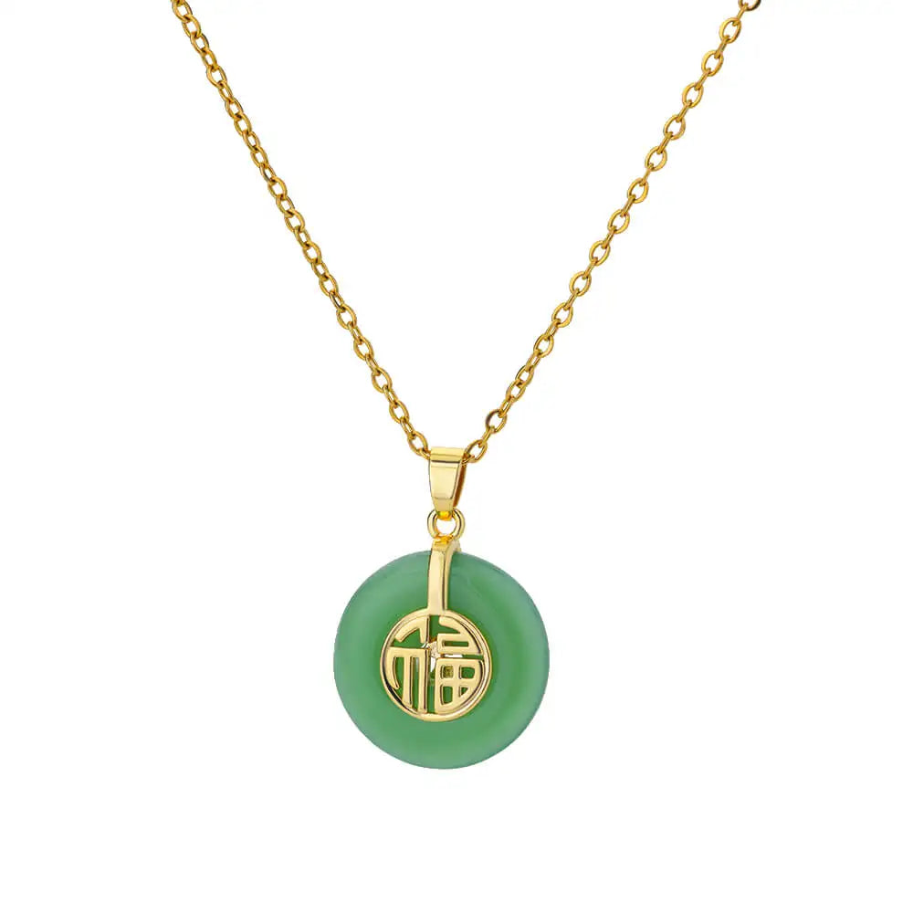 Collar Dorado de Acero con Piedra Natural