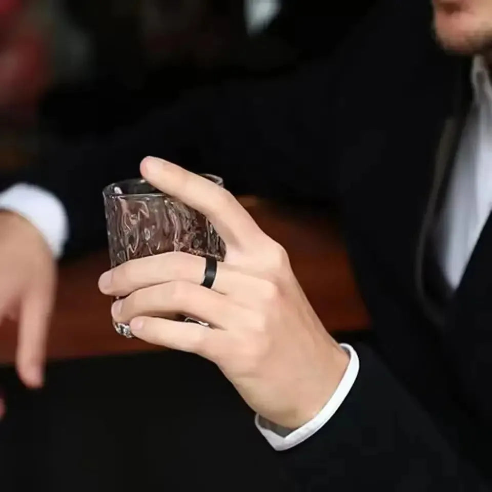 Anillo Negro Mate de Acero