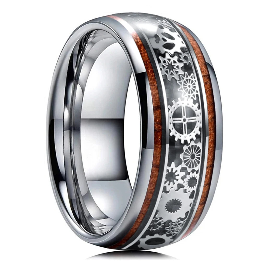Anillo Plateado Mate de Acero de 8 mm