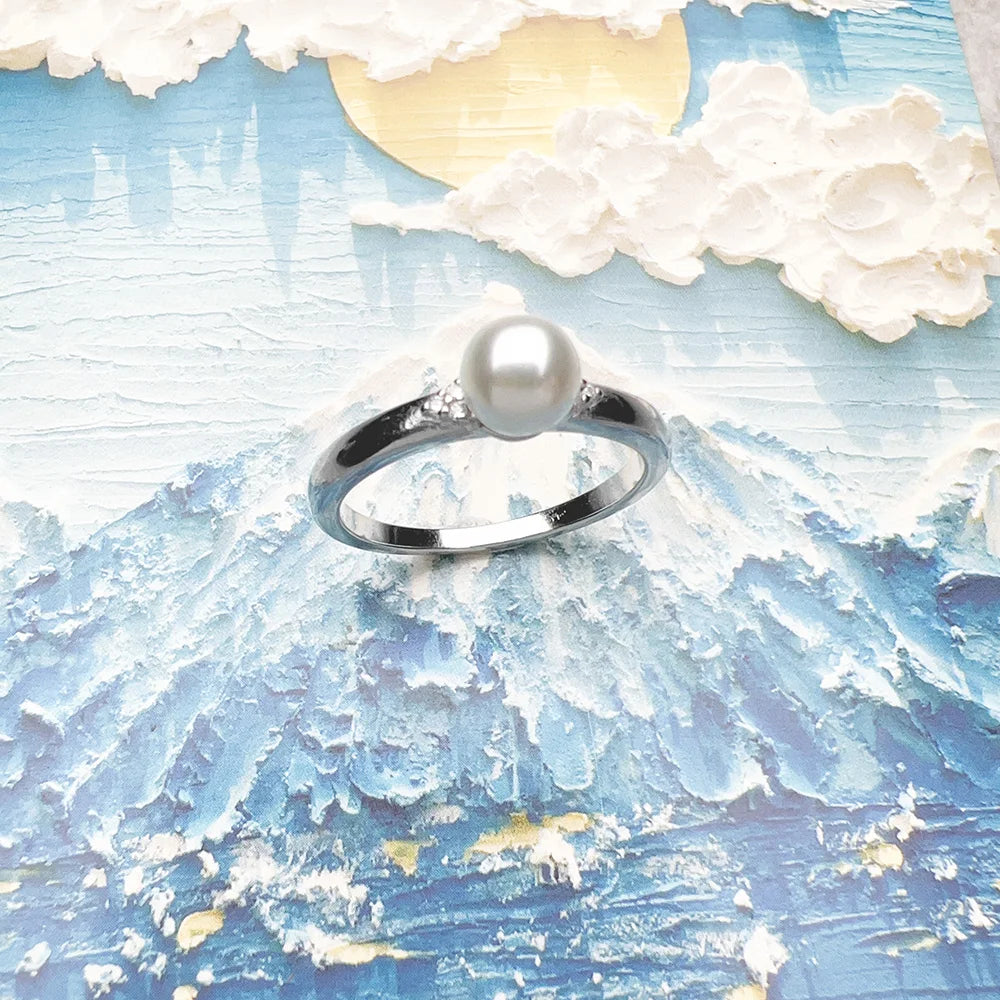 Anillo de Plata 925 con Perlas y Circón