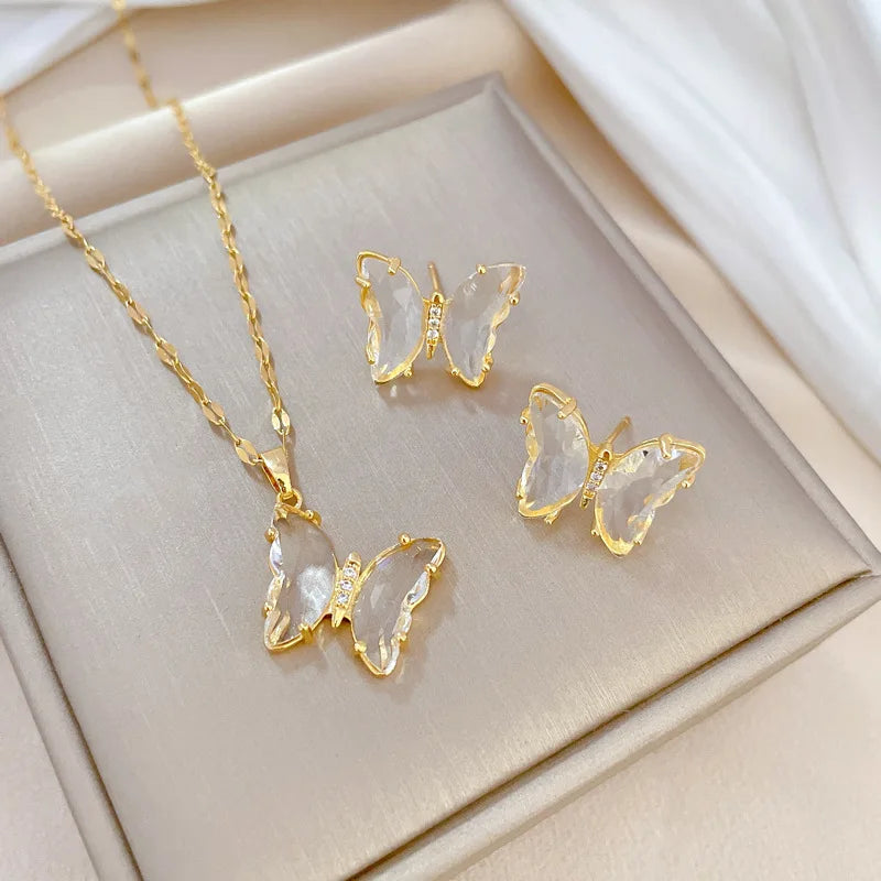 Conjunto de Acero con Cristal Austríaco